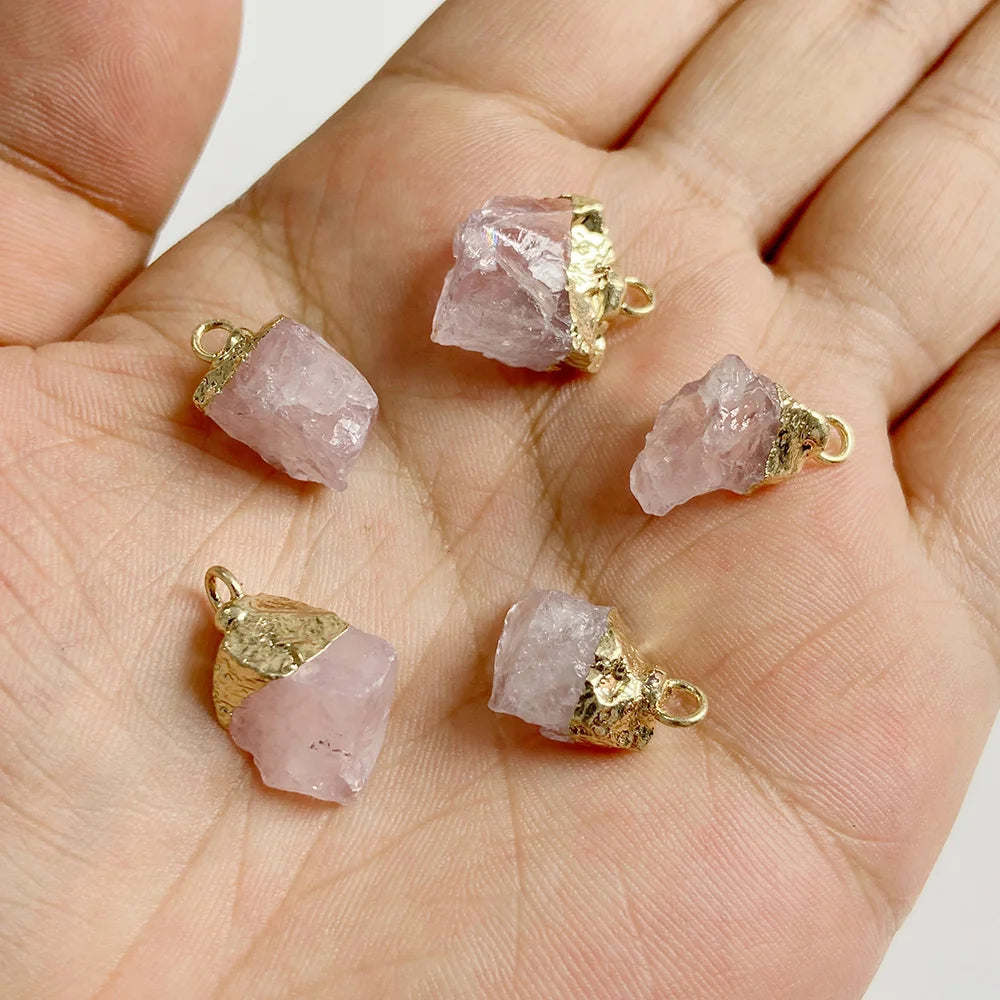 5Pieces/Lot Natural Irregular Stone Pendants Bead Amethysts Quartzs Pendant Healing Reiki Stone Pendant Beads for DIY Necklace