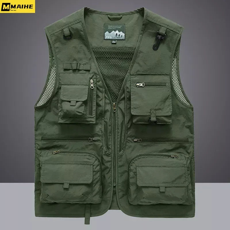 14 Pockets Summer New Men US Tactical Hiking Fishing Vest Mens Photographer Waistcoat Mesh Cargo Sleeveless Jacket Tool Vest