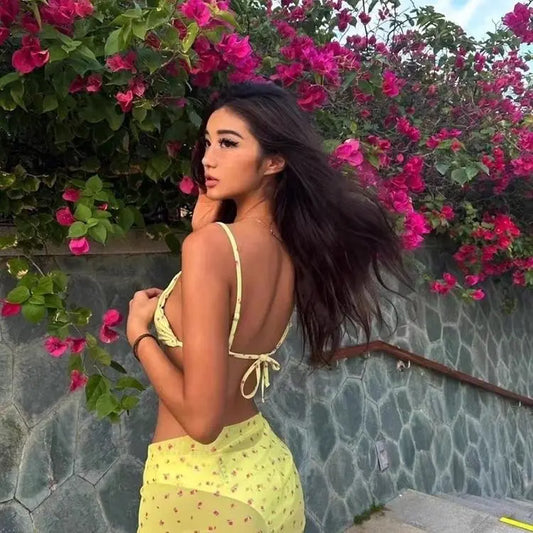 Sexy Bikini Tee-piece Set Separable Swimsuit Women's Small Chest Gathered Beach Vaion Bikini Nylon Polyester Spandex