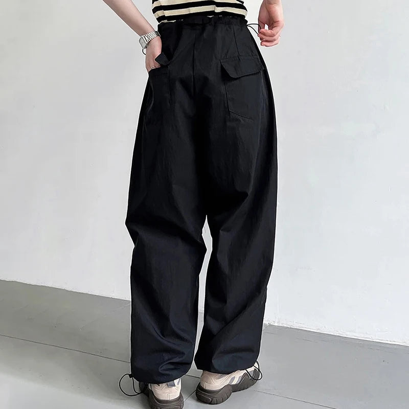 High-waist Drawstring Green Long Wide-leg Pants New Loose Trousers Women's Fashionable Spring Women's Pants