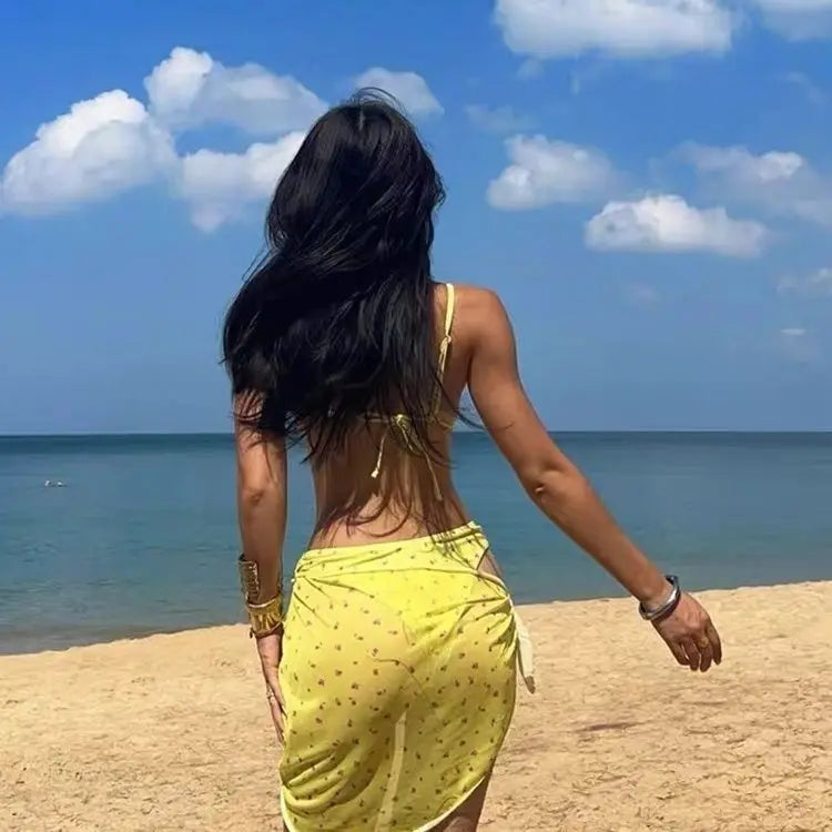 Sexy Bikini Tee-piece Set Separable Swimsuit Women's Small Chest Gathered Beach Vaion Bikini Nylon Polyester Spandex