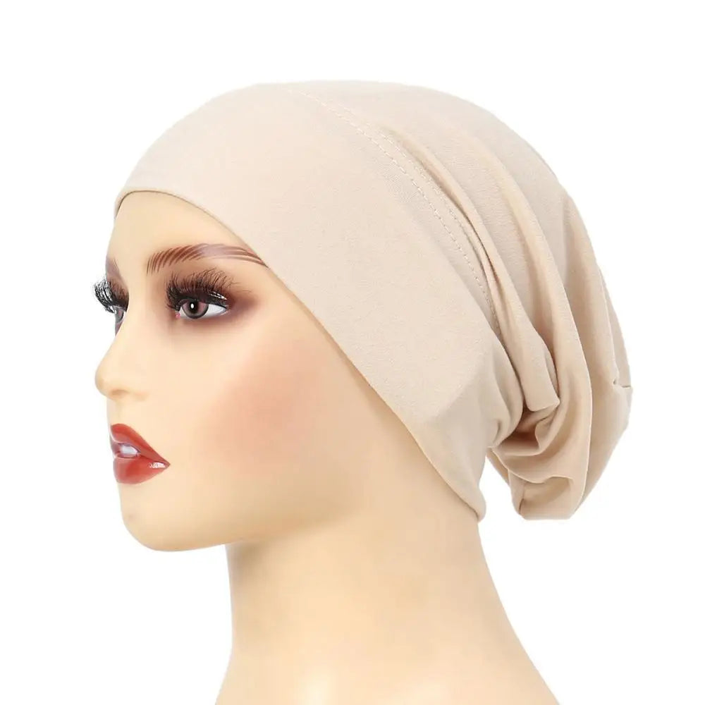 Green Jersey Undercap Soft Muslim Inner Hijab Classic Women's Turban Solid Ladies Headband Hats Hair Cover Cap Headscarf RIMAIRE