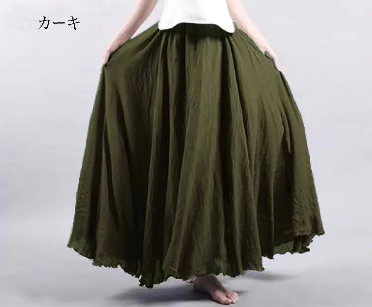 Fashion Cotton Linen Clothes Women Skirts Maxi Y2k Elegant Streetwear Saia Ropa Mujer Casual Vestido Long Skirt Faldas Harajuku