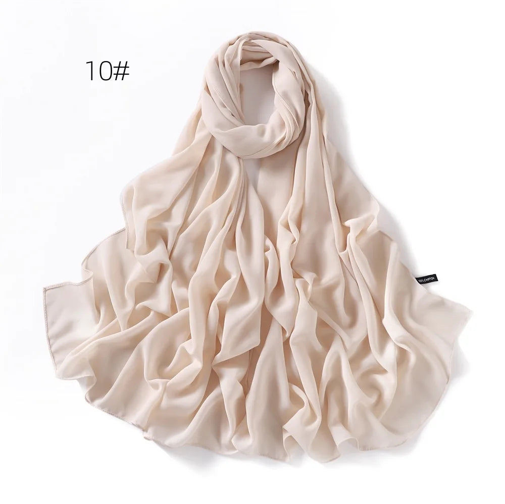 70*180cm Muslim Chiffon Hijab Shawls Scarf Women Solid Color Head Wraps Women Hijabs Scarves Ladies Foulard Femme Muslim Veil