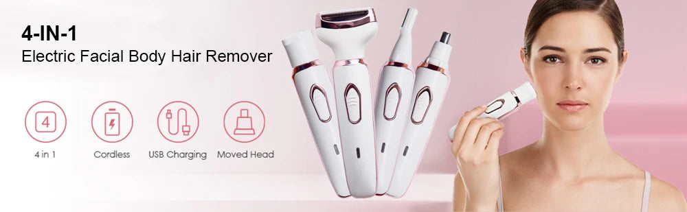 Electric Razor for Women Body Leg Bikini Hair Trimmer Painless Face Mustache Shaver Underarm Hair Removal Portable Epilator Tool