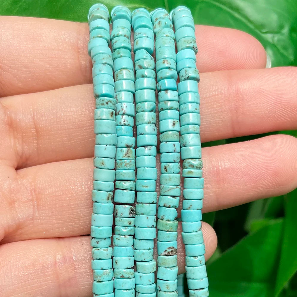 4*2mm Natural Turquoises Agates Picture Jaspers Rondelle Spacer Beads Flat Abacus Stone Beads for Jewelry DIY Making Bracelet