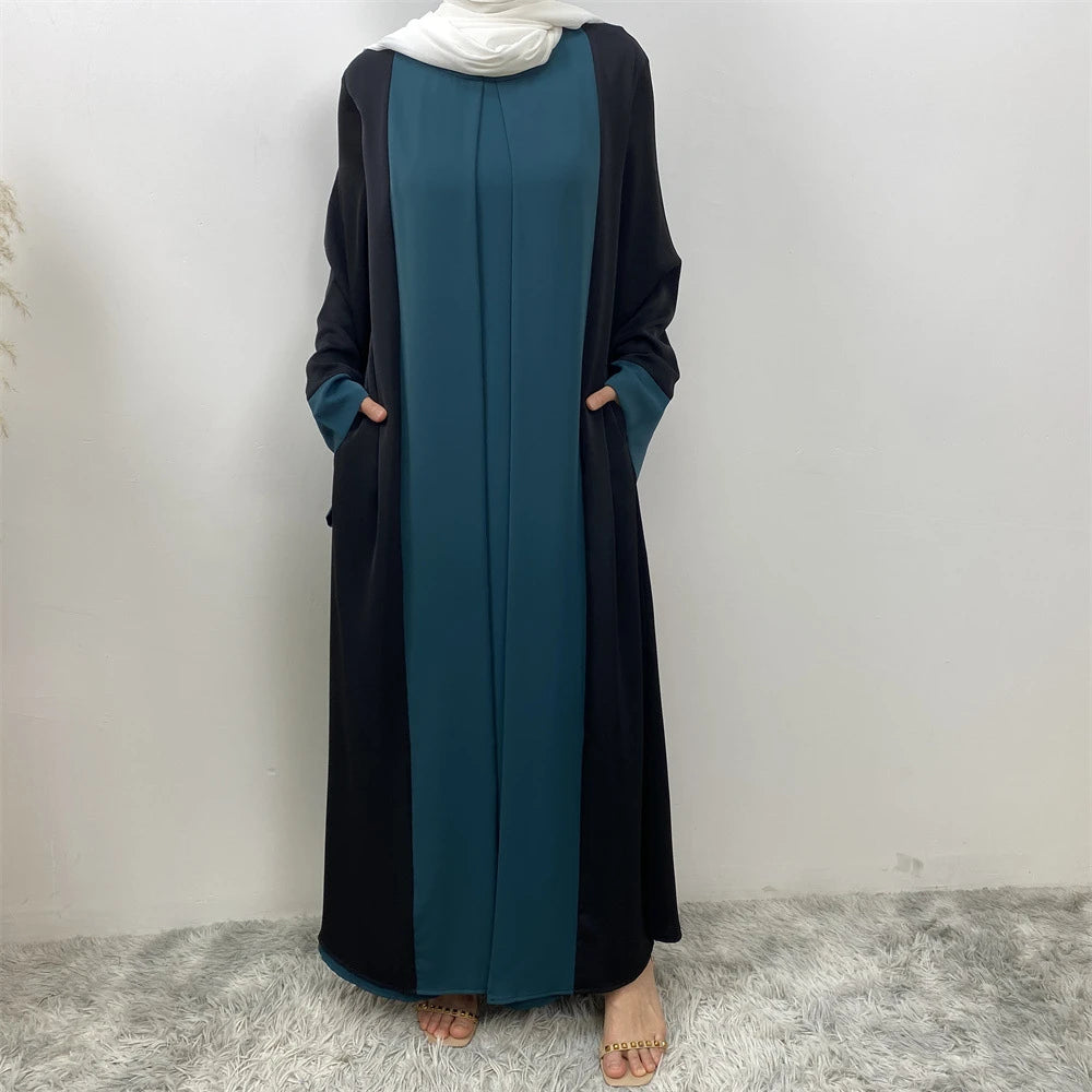 Ramadan Eid Muslim Abaya Dubai Luxury Splicing Fake Two Pieces Abayas For Women Kaftan Modest Dress Islam Caftan Marocain Femme