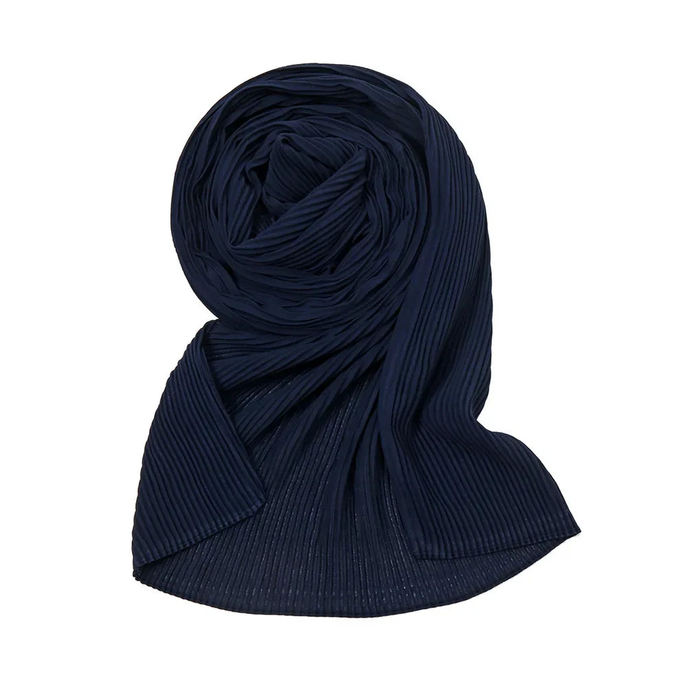 Big Size Pleated Chiffon Hijab Scarf for Muslim Women Turban Pashmina Shawls and Scarves Women Bandana Headband Hijabs Headscarf