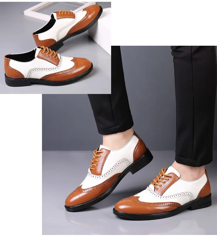 Leather Brogues Men Big Size Fashion Wedding Party Men Dress Shoes Italian Designer Male Drivng Formal Shoes Lace Up Men Oxfords