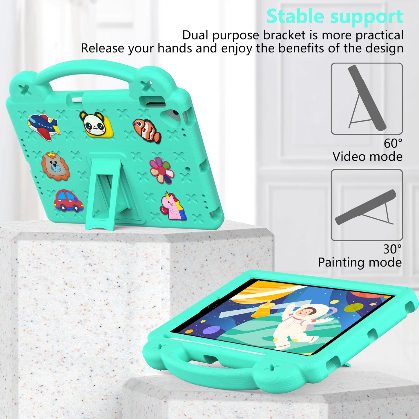 EVA Bear Stand Case For iPad 10th Air 4 5 10.9 Pro 11 10.5 9.7 2017 2018 Air 3 2 1 10.2 7-8-9th Kids Cover For Mini 1 2 3 4 5 6