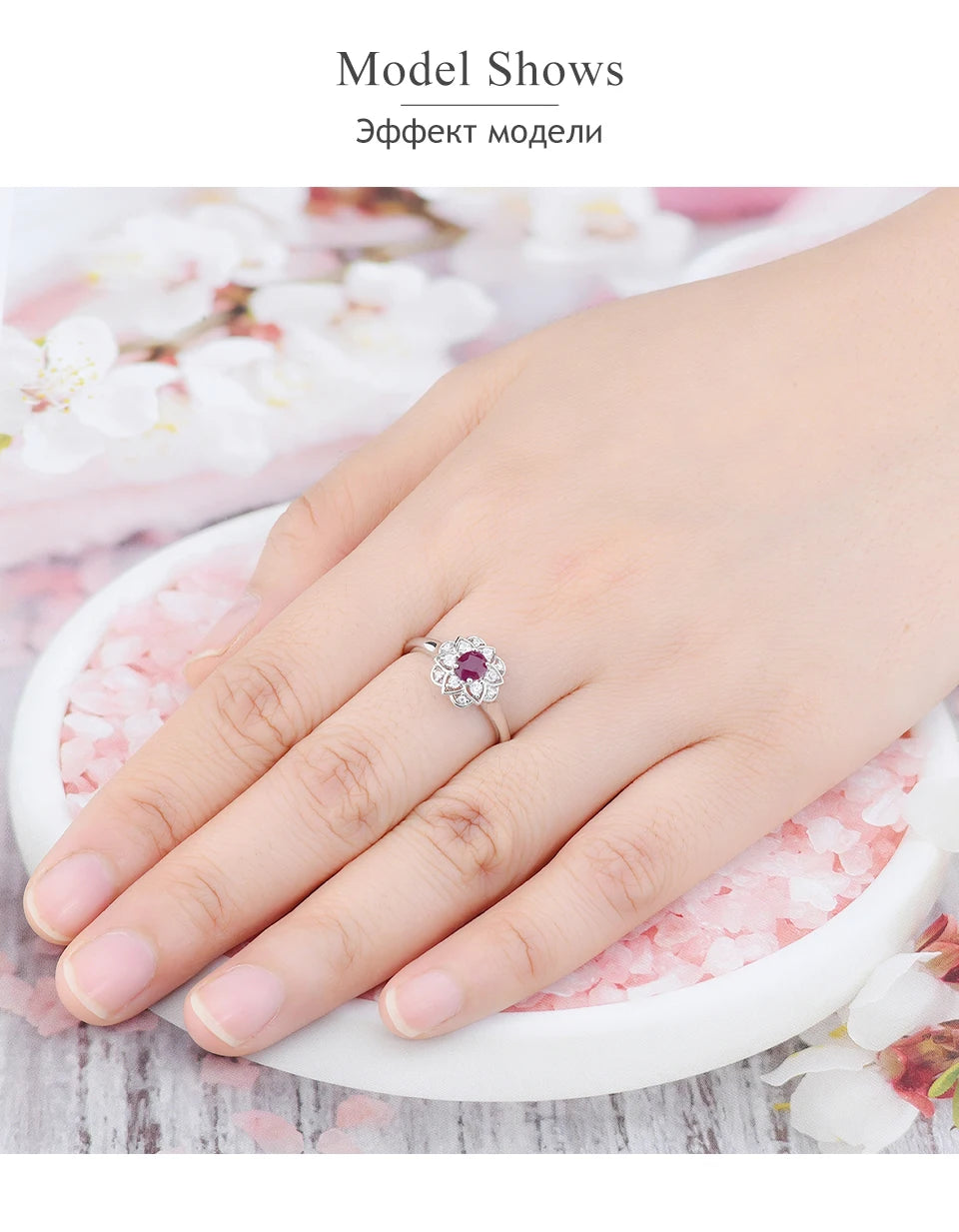 Natural Precious Gemstone Ruby Sterling Silver Rings 0.3 Carats Genuine Gemstone Romantic Style S925 Fine Jewelrys Engagement