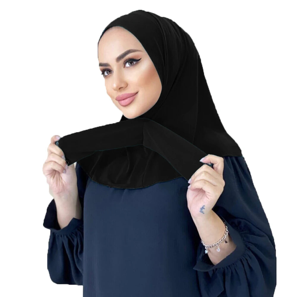 New Modal Muslim Hijab Cap Strap Button Instant Undercap Head Wrap For Women Inner Solid Color Adjustable Elastic Islam Turban