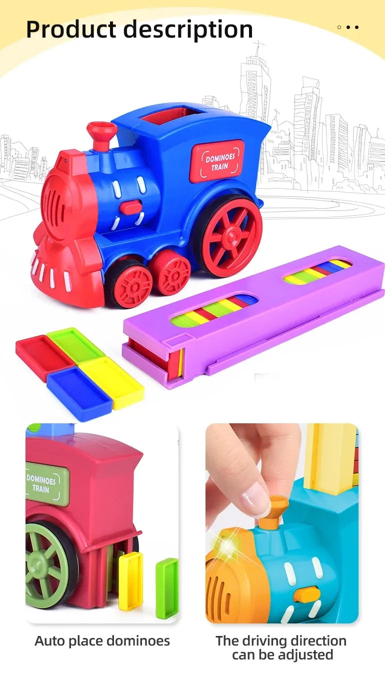 Automatic Laying Domino Train Electric Car Brick Blocks Kit Creative Game Intelligence Educational DIY Toy Kid Birthday Boy Gift