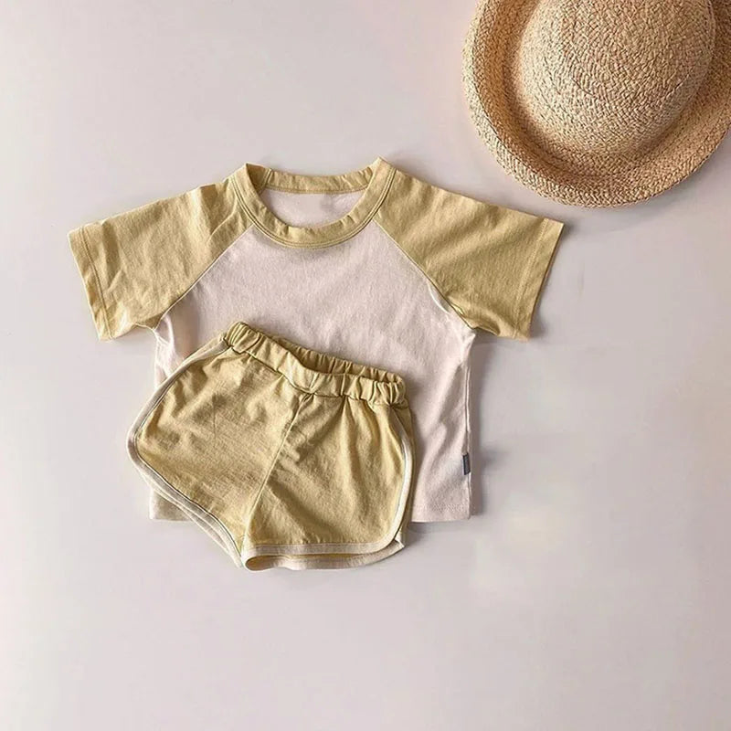 Summer Baby Tee Set Infant Girls Casual T-shirt And Shorts 2 Pcs Boys Sports Outfit Toddler Clothes Suit