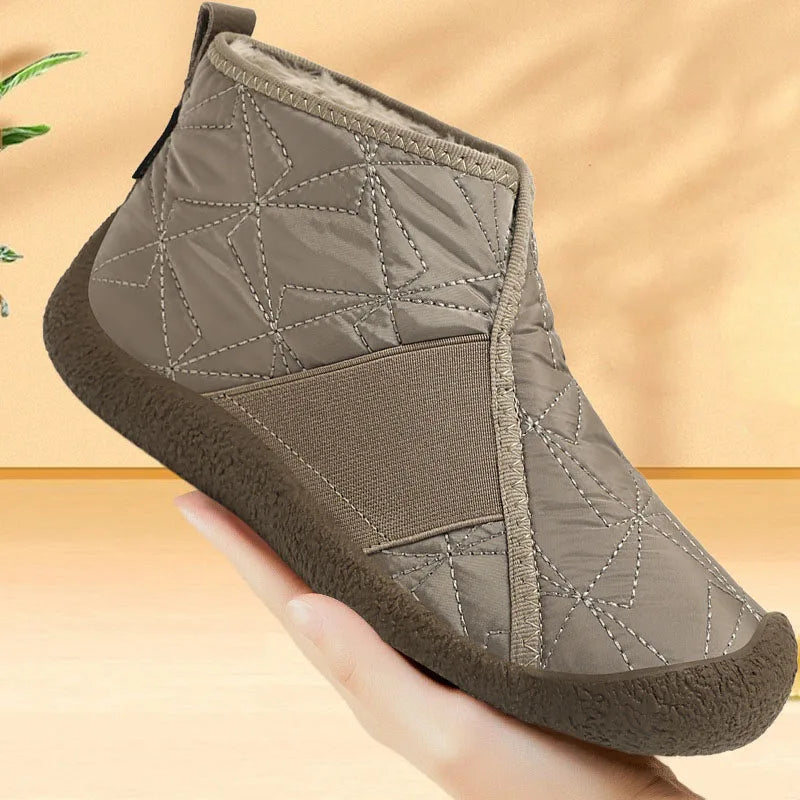 Winter Warm Plush Ankle Boots for Women 2024 New Waterproof Non-Slip Snow Boots Woman Slip-On Flat Heel Warm Cotton Padded Shoes