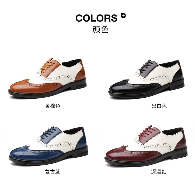 Leather Brogues Men Big Size Fashion Wedding Party Men Dress Shoes Italian Designer Male Drivng Formal Shoes Lace Up Men Oxfords