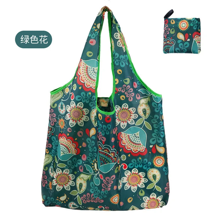 Foldable Shopping Bag Reusable Travel Grocery Bag Eco-Friendly Beach Toy Storage Bags Lemon Printing Tote Pouch Bag Package