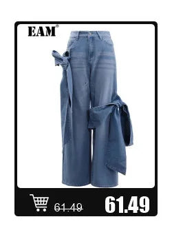 [EAM] High Elastic Waist Linen Dot Embroidery Wide Leg Long Pants New Trousers Women Fashion Tide Spring Autumn 2025 1DJ1548