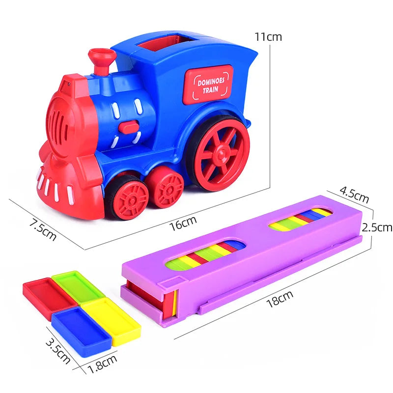 Automatic Laying Domino Train Electric Car Brick Blocks Kit Creative Game Intelligence Educational DIY Toy Kid Birthday Boy Gift