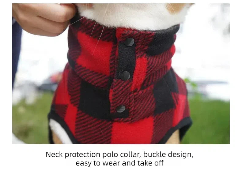 Winter Pet Dog Warm Jacket Cat Fleece Coat Plaid Hoddies Small Medium Large Dog Kitten Sweater French Buldog Big Dog Clothes