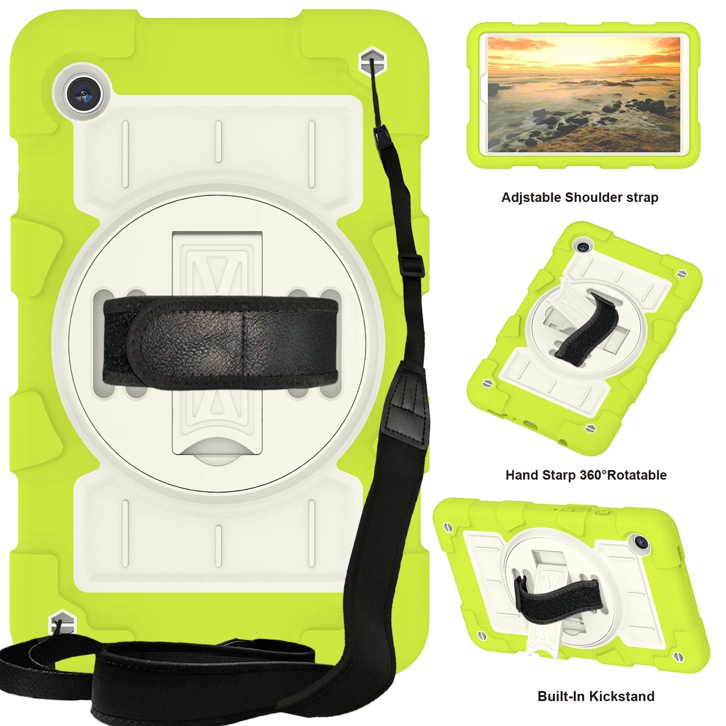 Case for Samsung Galaxy Tab A9 8.7 inch 2023 SM-X110 X115 X117 360 Rotating Kickstand Cover Shockproof With Hand Shoulder Strap