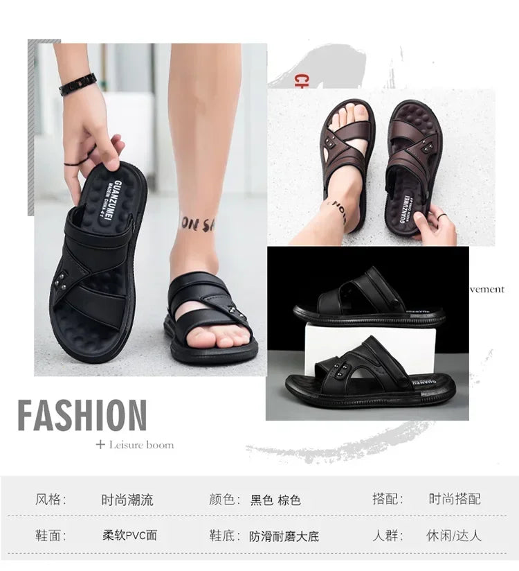 2024 Adult Leather Men's Sandals Original Brand Shoes Summer Shoes Outdoor Sandals Trend Comfortable Men's Sandals Trend