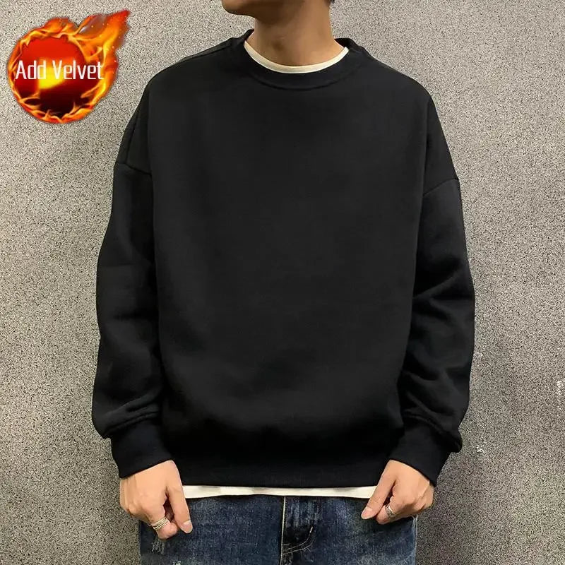 Sweatshirts For Man Fleeced Green Men's Clothing Hooded Hoodies Solid Simple Elegant Hot Offers Sweat Shirt Welcome Deal Cheap