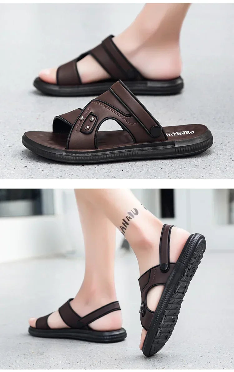 2024 Adult Leather Men's Sandals Original Brand Shoes Summer Shoes Outdoor Sandals Trend Comfortable Men's Sandals Trend