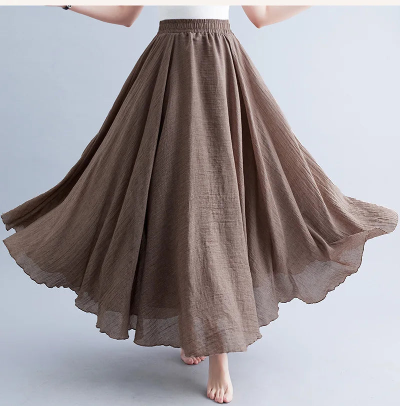 Fashion Cotton Linen Clothes Women Skirts Maxi Y2k Elegant Streetwear Saia Ropa Mujer Casual Vestido Long Skirt Faldas Harajuku