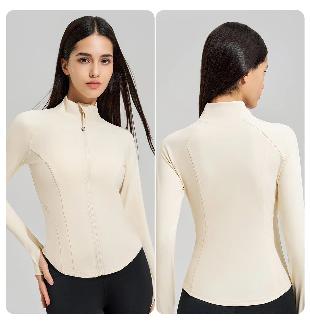 Exercise jacket yoga fitness clothing long-sleeved women four seasons running fast dry tight tops gym yoga jacket