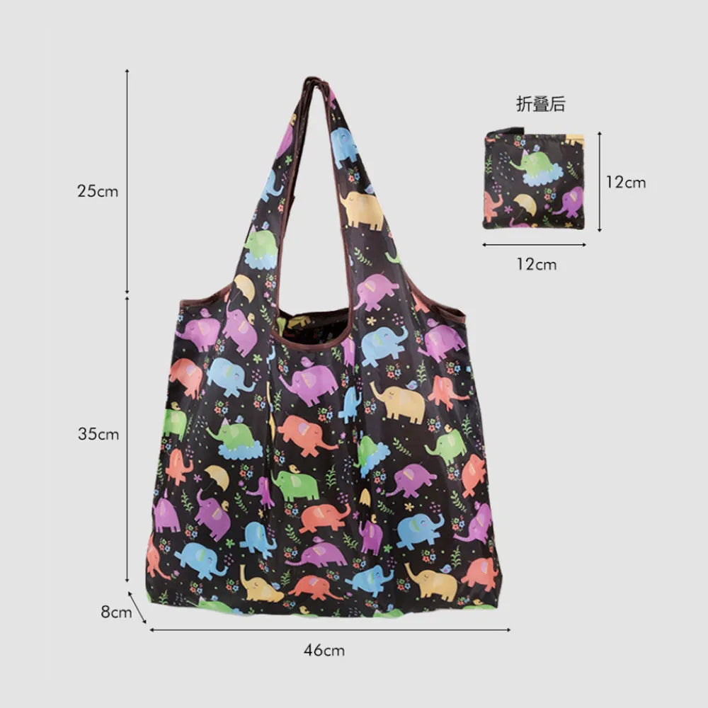 Foldable Shopping Bag Reusable Travel Grocery Bag Eco-Friendly Beach Toy Storage Bags Lemon Printing Tote Pouch Bag Package