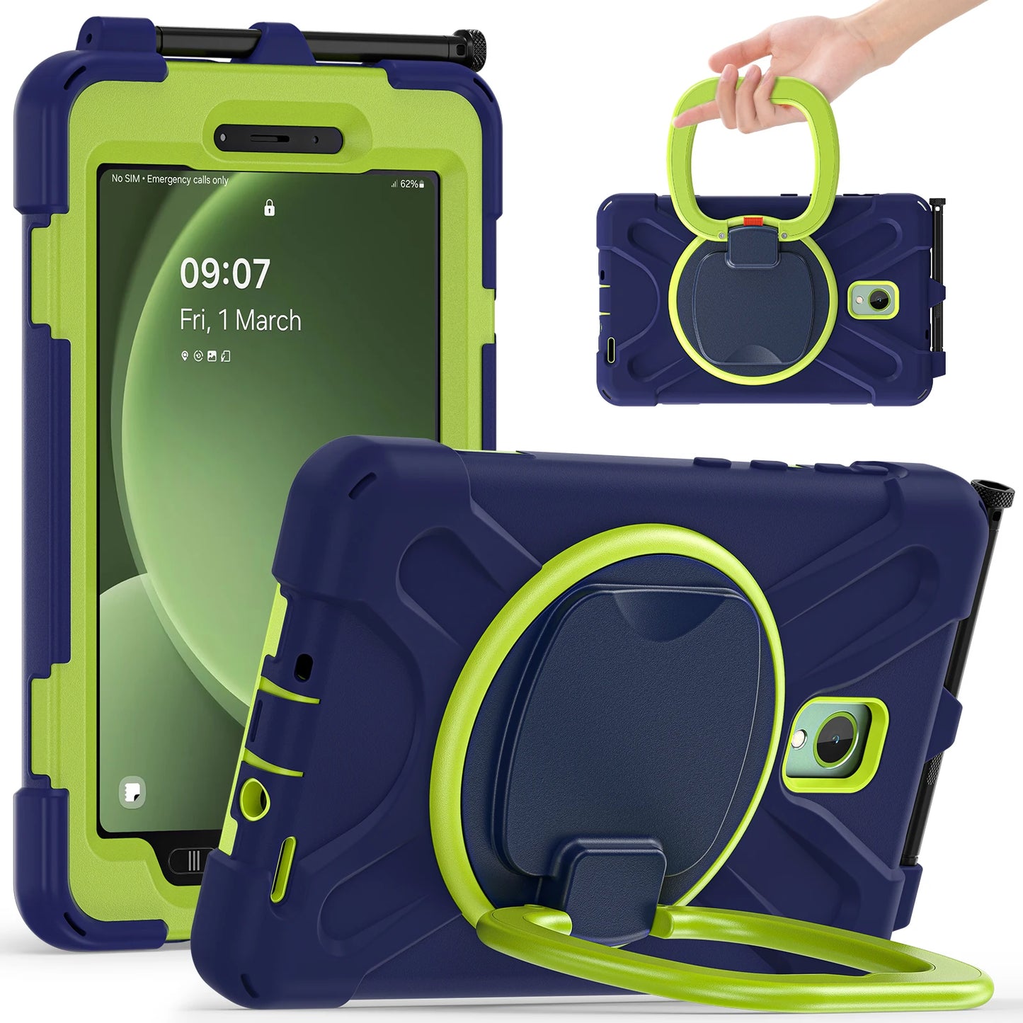 Heavy Duty Case For Samsung Galaxy Tab Active 5 3 8.0 inch SM-X300 X306B T570 T575 Hybrid Cover With 360 Rotatable Handle Grip