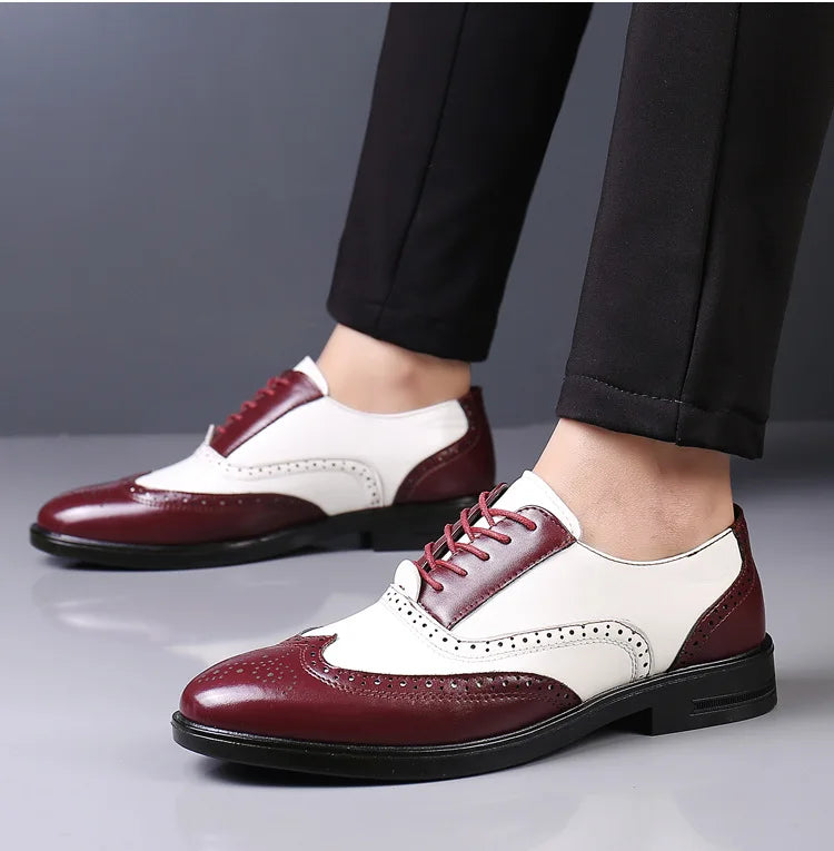 Leather Brogues Men Big Size Fashion Wedding Party Men Dress Shoes Italian Designer Male Drivng Formal Shoes Lace Up Men Oxfords