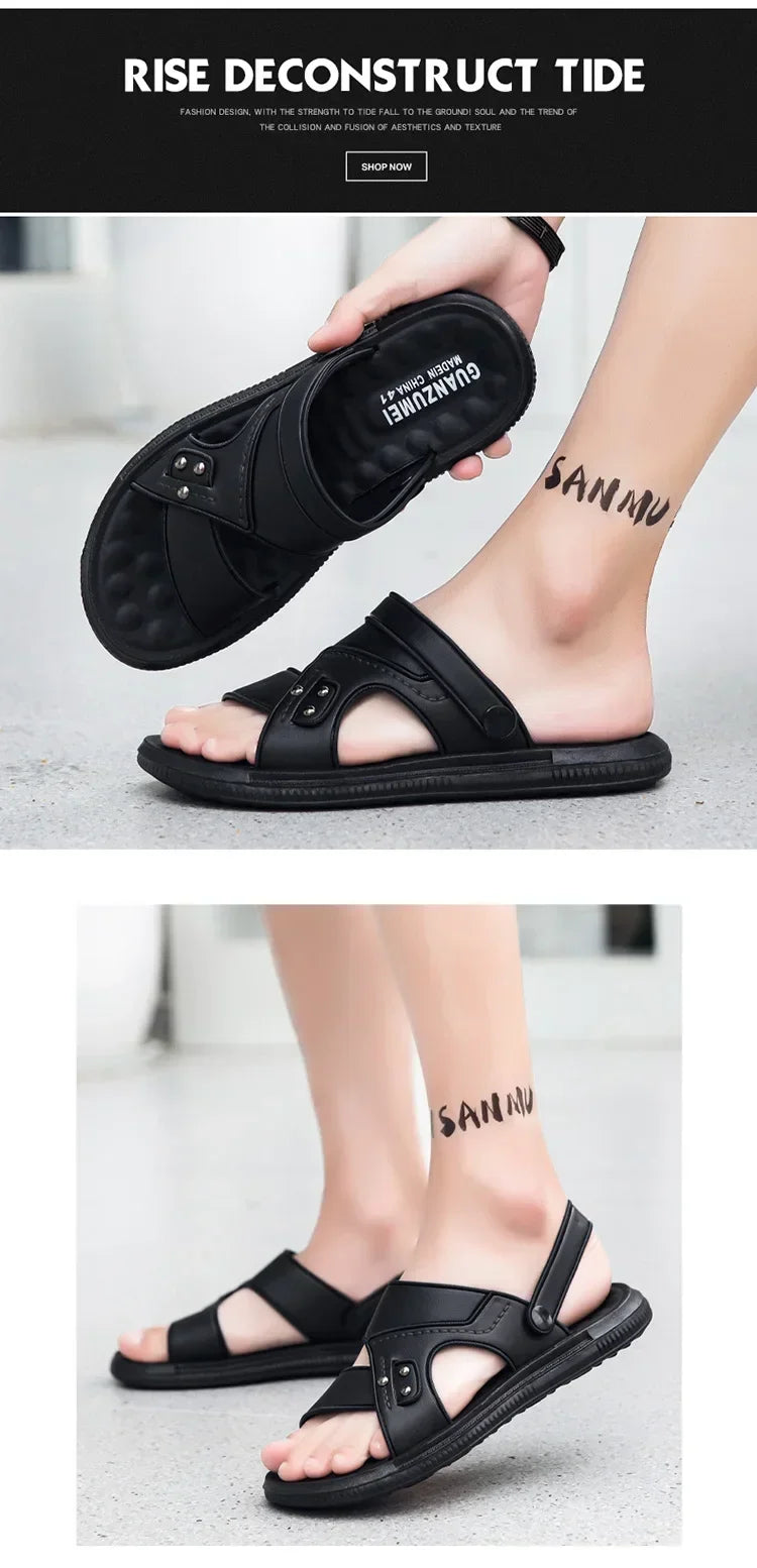 2024 Adult Leather Men's Sandals Original Brand Shoes Summer Shoes Outdoor Sandals Trend Comfortable Men's Sandals Trend