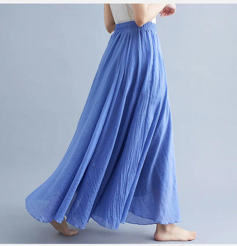 Fashion Cotton Linen Clothes Women Skirts Maxi Y2k Elegant Streetwear Saia Ropa Mujer Casual Vestido Long Skirt Faldas Harajuku