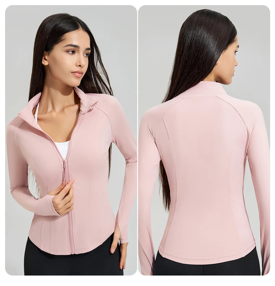 Exercise jacket yoga fitness clothing long-sleeved women four seasons running fast dry tight tops gym yoga jacket