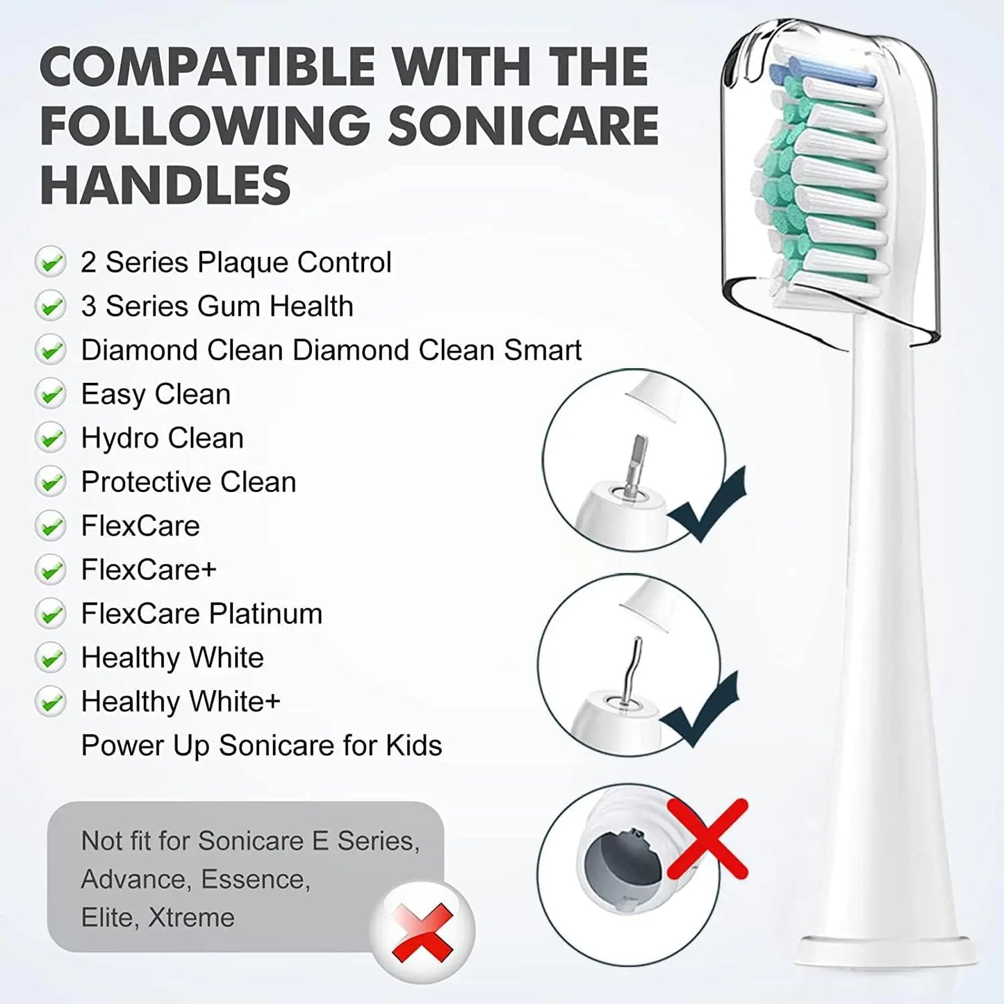 12Pcs Replacement Toothbrush Heads for Philips Sonicare ProtectiveClean C3 G3 W3 C2 4100 9044, White