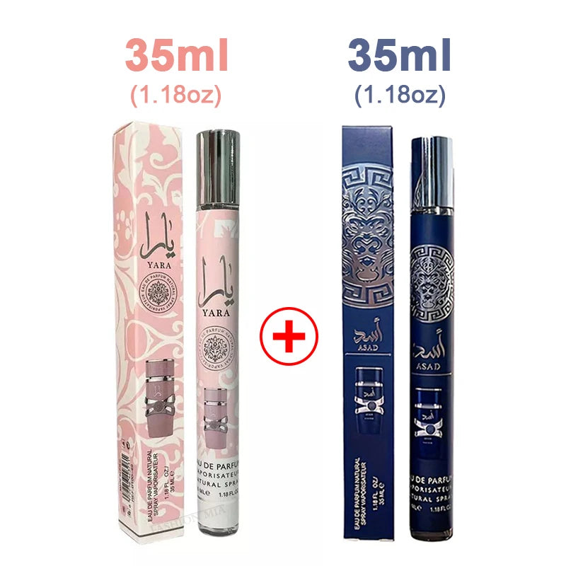 2PCS 35ml Yara Perfume Long Lasting Gourmand Fragrance Eau de Parfum Spray Arabian Perfumes For Men's & Women Portable Perfume