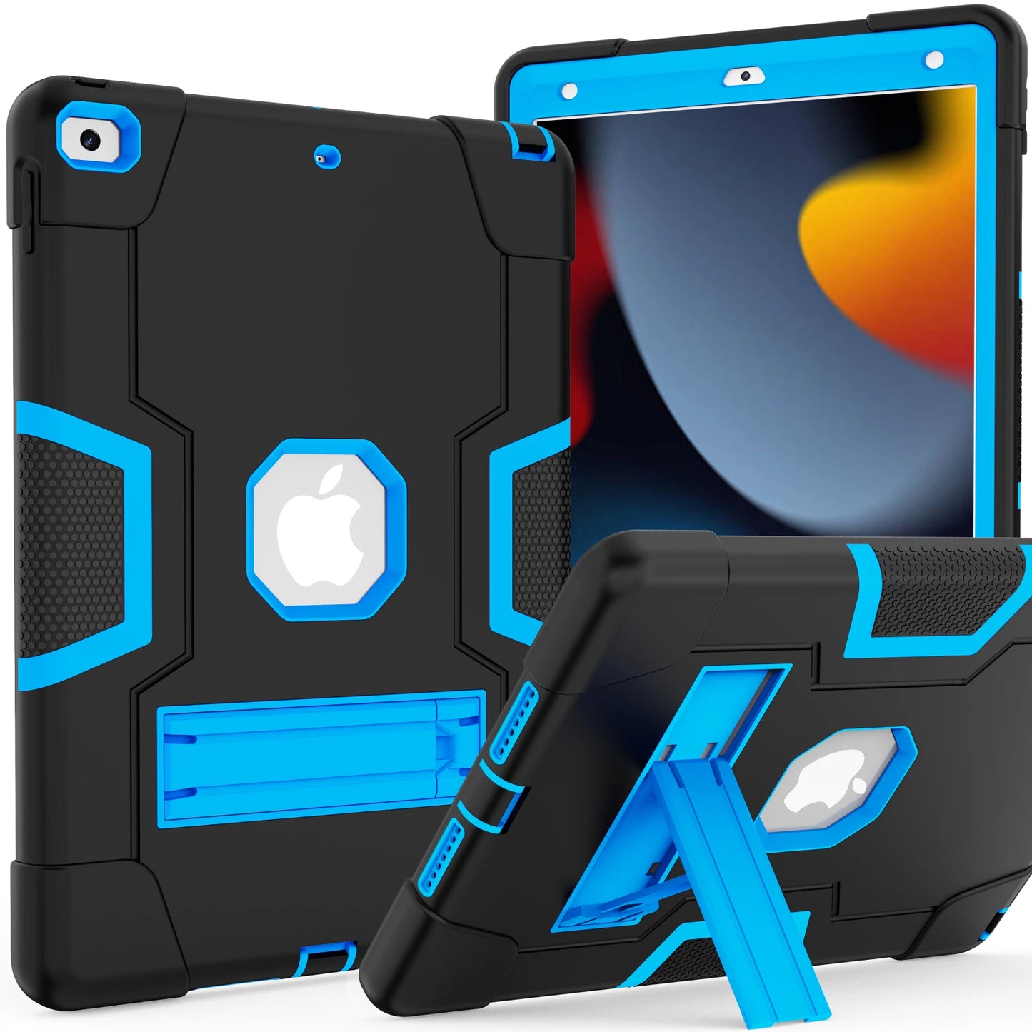 Rugged Case For iPad 10.2 2019 2020 2021 (7th 8th 9th Generation) 3-Layer Protection Cover Shockproof Built-in Kickstand Funda