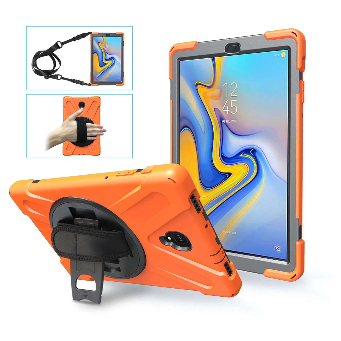 Rotating Hybrid Case For Samsung Galaxy Tab S5E SM-T720 T725 A 10.5 T590 T595 10.1 T510 T515 Rugged Cover Hand Shoulder Strap