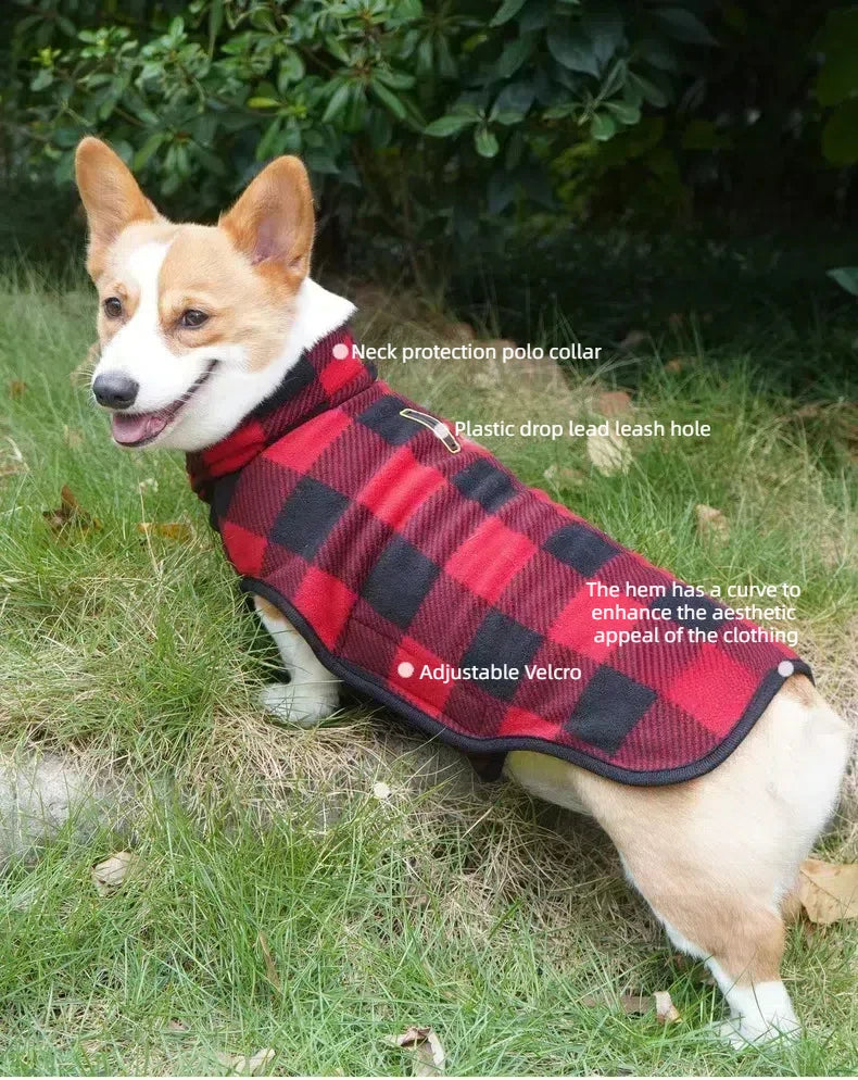 Winter Pet Dog Warm Jacket Cat Fleece Coat Plaid Hoddies Small Medium Large Dog Kitten Sweater French Buldog Big Dog Clothes