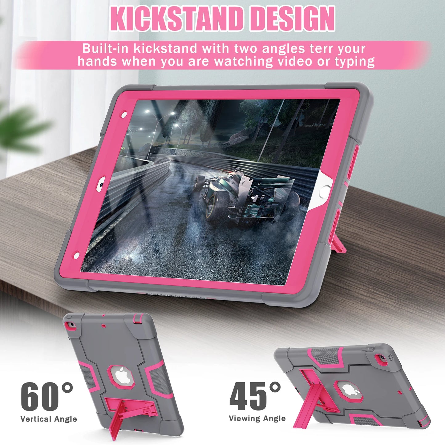 Rugged Case For iPad 10.2 2019 2020 2021 (7th 8th 9th Generation) 3-Layer Protection Cover Shockproof Built-in Kickstand Funda