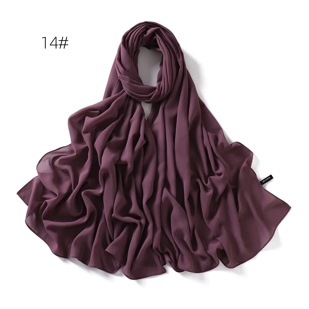 70*180cm Muslim Chiffon Hijab Shawls Scarf Women Solid Color Head Wraps Women Hijabs Scarves Ladies Foulard Femme Muslim Veil