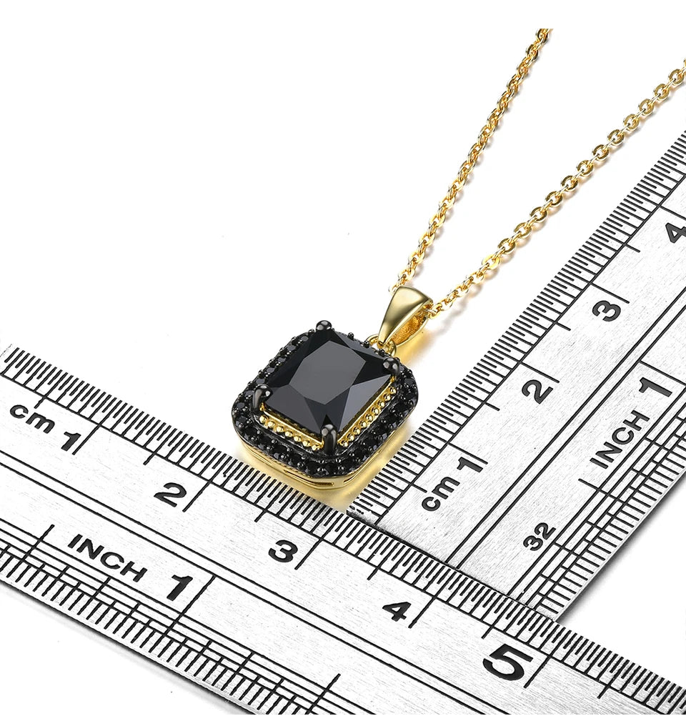 Natural Black Spinel Solid Sterling Silver Yellow Gold Plated Pendants 2.9 Carats Genuine Gemstone Classic Fine Jewelry Gifts