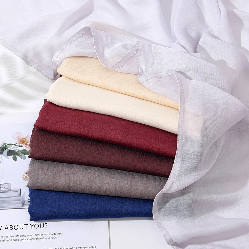 70*180cm Women Plain Solid Color Rayon Cotton Modal Hijab Scarf Lady High Quality Wraps Shawls Muslim Headband Islamic Scarves