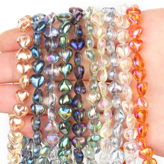 8x5mm High Quntity AB Clear Natural Stone Multicolor Heart Crystals Beads for Jewelry DIY Charm Bracelet Making Accessories 15''