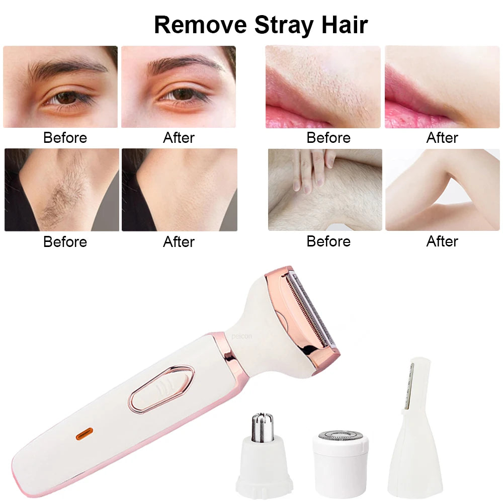 Electric Razor for Women Body Leg Bikini Hair Trimmer Painless Face Mustache Shaver Underarm Hair Removal Portable Epilator Tool