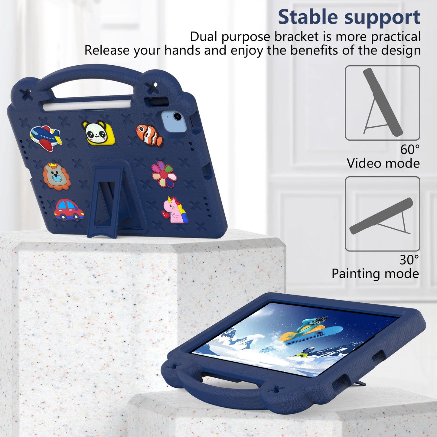 EVA Bear Stand Case For iPad 10th Air 4 5 10.9 Pro 11 10.5 9.7 2017 2018 Air 3 2 1 10.2 7-8-9th Kids Cover For Mini 1 2 3 4 5 6