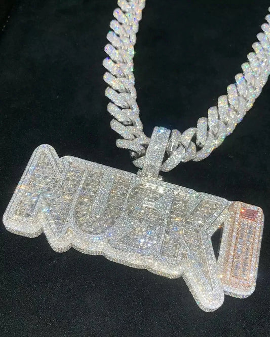 Customized Big letters Necklaces Men Bing Iced Out Custom Name Logo Necklace DIY Hip Hop Jewelry Free Shipping