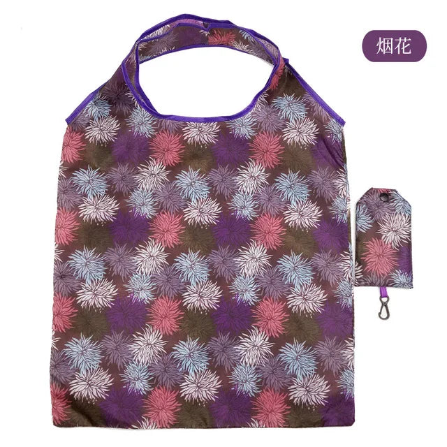 Foldable Shopping Bag Reusable Travel Grocery Bag Eco-Friendly Beach Toy Storage Bags Lemon Printing Tote Pouch Bag Package